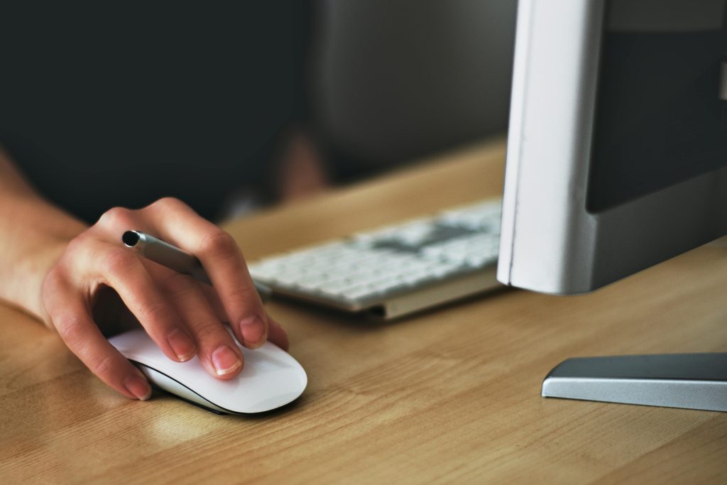 person holding a computer mouse